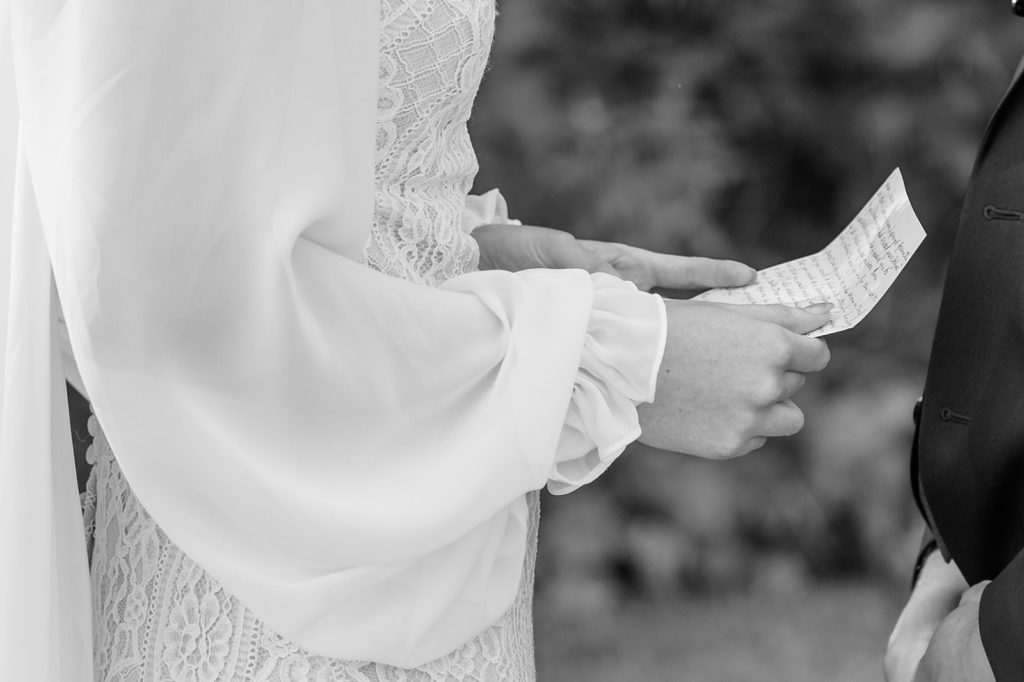 personal vows at a micro wedding in Ontario Canada by Heather E Photography